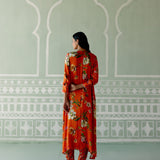 Tangerine Floral Kurta Set