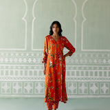 Tangerine Floral Kurta Set