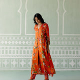 Tangerine Floral Kurta Set