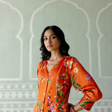 Tangerine Floral Kurta Set