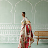 Ecru & Red Rose Saree