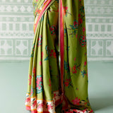 Sea Green Floral Saree