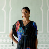 Black Floral Lurex Kaftan Set