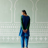 Emerald & Navy Embroidered Kurta Set