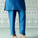 Emerald & Navy Embroidered Kurta Set