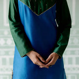 Emerald & Navy Embroidered Kurta Set
