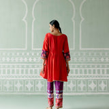 Scarlet & Purple Kurta Set