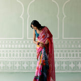Teal & Fuschia Floral Saree