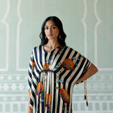 Black & White Striped Kaftan Set