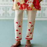 Ecru & Red Rose Kurta Set