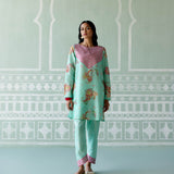 Mint & Fuschia Paisley Kurta Set with Dupatta
