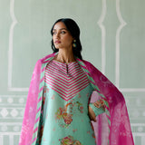 Mint & Fuschia Paisley Kurta Set with Dupatta
