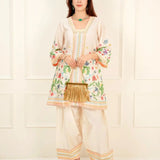 Jasleen Sabharwal in Ecru Floral Square Neck Kurta Set