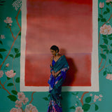 Teal & Blue Paisley Saree