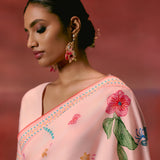 Dusty Pink Floral Saree