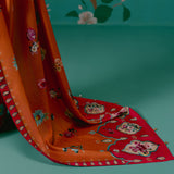 Tangerine & Fuschia Floral Saree