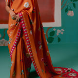 Tangerine & Fuschia Floral Saree