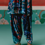Teal Aztec Velvet Kurta Set