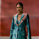 Teal Aztec Blazer Dhoti Set