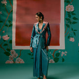 Teal Aztec Blazer Dhoti Set