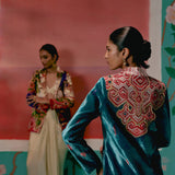 Teal Aztec Blazer Dhoti Set