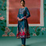 Teal Aztec Anarkali Set