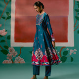 Teal Aztec Anarkali Set