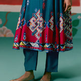 Teal Aztec Anarkali Set