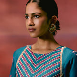 Teal Aztec Anarkali Set