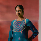 Teal Aztec Anarkali Set