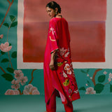 Fuschia Striped Floral Kaftan Set