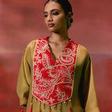 Mustard Tissue Kaftan Set