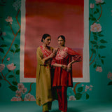 Maroon Embroidered Kurta Set