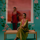 Maroon Embroidered Kurta Set