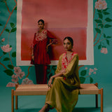 Mustard Tissue Kaftan Set