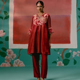 Maroon Embroidered Kurta Set