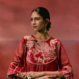 Maroon Embroidered Kurta Set