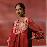 Maroon Embroidered Kurta Set