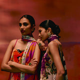 Tangerine & Purple Floral Kurta Set