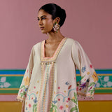 Ecru Floral Square Neck Kurta Set