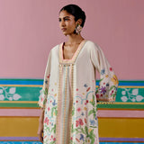 Ecru Floral Square Neck Kurta Set