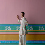 Ecru Floral Square Neck Kurta Set