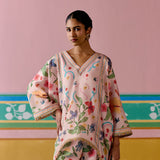 Dusty Pink Floral Kaftan Set