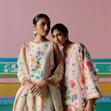 Ecru Floral Sleeveless Kurta Set