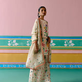 Ecru Floral Sleeveless Kurta Set