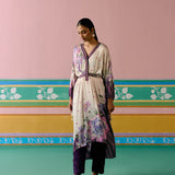Purple Ikkat Kaftan Set