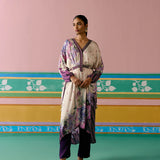 Purple Ikkat Kaftan Set