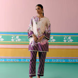 Purple Ikkat Kurta Set