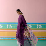 Purple Ikkat Kurta Set