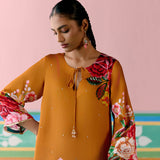 Mustard Floral Kurta Set